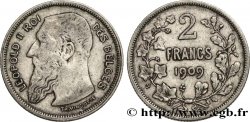 BELGIUM 2 Francs Léopold II légende française 1909