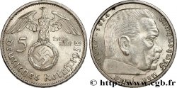 ALLEMAGNE 5 Reichsmark Maréchal Paul von Hindenburg 1938 Berlin