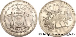 BELIZE 10 Dollars Proof Grand Hocco 1975