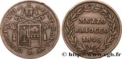 VATICAN AND PAPAL STATES 1/2 Baiocco frappé au nom de Grégoire XVI an XV 1845 Rome