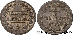 SUISSE - RÉPUBLIQUE HELVÉTIQUE 1/2 Batzen (5 Rappen) République Helvétique 1799 Berne - B TB+
