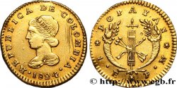 COLOMBIE - RÉPUBLIQUE DE COLOMBIE 1 Escudo 1824 Popayan SS