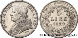 VATICAN ET ÉTATS PONTIFICAUX 5 Lire Pie IX an XXIV 1870 Rome