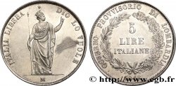 LOMBARDIE - GOUVERNEMENT PROVISOIRE 5 Lire 1848 Milan MS