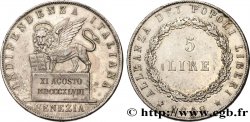 ITALIE - RÉPUBLIQUE DE VENISE 5 Lire 1848 Venise AU/AU