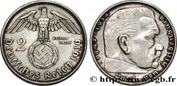 ALLEMAGNE 2 Reichsmark aigle surmontant une swastika / Maréchal Paul von Hindenburg 1939 Berlin TTB+