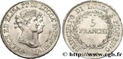 ITALIE - PRINCIPAUTÉ DE LUCQUES ET PIOMBINO - FÉLIX BACCIOCHI et ÉLISA BONAPARTE 5 Franchi 1807 Florence SUP