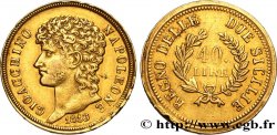ITALY - KINGDOM OF NAPLES - JOACHIM MURAT 40 Lire or, rameaux longs 1813 Naples AU/XF
