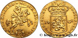 PAíSES BAJOS - PROVINCIAS UNIDAS - HOLANDA 14 Gulden ou Cavalier d or 1763 Dordrecht