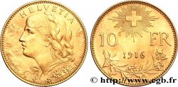 SUISSE 10 Francs or  Vreneli” 1916 Berne SPL