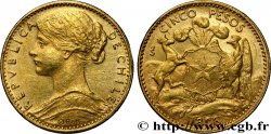 CHILE - REPUBLIC 5 Pesos or 1898 Santiago