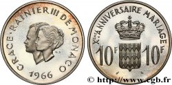 MONACO 10 Francs argent, dixième anniversaire du mariage 1966 Paris
