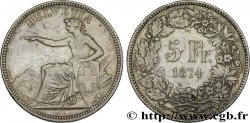 SUISSE 5 Francs Helvetia assise 1874 Bruxelles