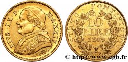 VATICAN - PIUS IX (Giovanni Maria Mastai Ferretti) 10 Lire an XIV 1869 Rome XF