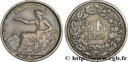 SUISSE 1/2 Franc Helvetia 1850 Paris TTB