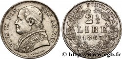 ITALIA - ESTADOS PONTIFICOS - PIE IX (Giovanni Maria Mastai Ferrettii) 2 1/2 Lire Pie IX an XXI 1867 Rome