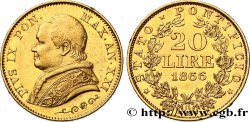 ITALY - PAPAL STATES - PIUS IX (Giovanni Maria Mastai Ferretti) 20 Lire, grand buste 1866 Rome