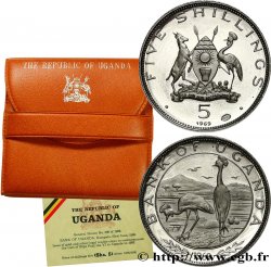 OUGANDA 5 Shillings Proof Grue royale 1969 