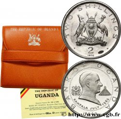 UGANDA 2 Shillings Proof visite du pape Paul VI 1969 