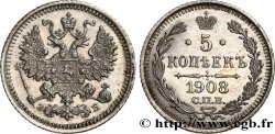 RUSIA 5 Kopecks aigle bicéphale 1908 Saint-Petersbourg