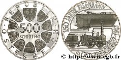 ÖSTERREICH 500 Schilling Proof 150e anniversaire du chemin de fer en Autriche 1987