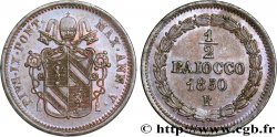 VATICAN ET ÉTATS PONTIFICAUX 1/2 Baiocco Pie IX an V 1850 Rome SUP