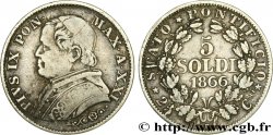 VATICAN AND PAPAL STATES 5 Soldi Pie IX an XXI 1866 Rome