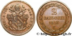 VATICAN AND PAPAL STATES 2 Baiocchi frappe au nom de Pie IX an VII 1853 Rome