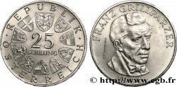 AUSTRIA 25 Schilling emblème / le dramaturge Franz Grillparzer 1964