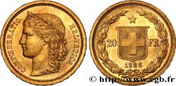 SWITZERLAND - HELVETIC CONFEDERATION 20 Francs Helvetia 1886 Berne fST