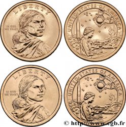 STATI UNITI D AMERICA Lot de deux monnaies 1 Dollar contribution des indiens au programme spatial 2019 Philadelphie + Denver