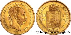 HONGRIE 10 Francs or ou 4 Forint François-Joseph Ier 1876 Kremnitz