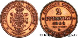 GERMANY - SAXONY 2 Pfennige Royaume de Saxe, blason 1864 Dresde