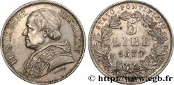 ITALIE - ÉTATS DU PAPE - PIE IX (Jean-Marie Mastai Ferretti) 5 Lire Pie IX an XXV 1870 Rome