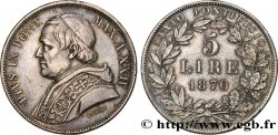 ITALY - PAPAL STATES - PIUS IX (Giovanni Maria Mastai Ferretti) 5 Lire Pie IX an XXIV 1870 Rome