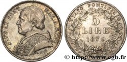 ITALIE - ÉTATS DU PAPE - PIE IX (Jean-Marie Mastai Ferretti) 5 Lire Pie IX an XXIV 1870 Rome