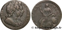 ROYAUME-UNI 1/2 Penny Guillaume tête laurée et Marie 1694