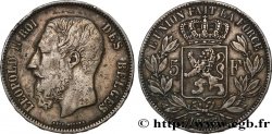 BÉLGICA 5 Francs Léopold II 1873