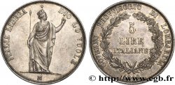 LOMBARDIE - GOUVERNEMENT PROVISOIRE 5 Lire 1848 Milan TTB+