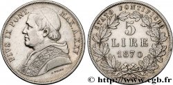 VATICAN ET ÉTATS PONTIFICAUX 5 Lire Pie IX an XXIV 1870 Rome