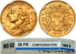 SUISSE 20 Francs Vreneli 1909 Berne