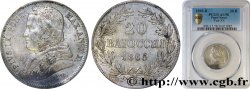 ITALIE - ÉTATS DU PAPE - PIE IX (Jean-Marie Mastai Ferretti) 20 Baiocchi an XX 1865 Rome