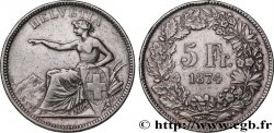 SUISSE 5 Francs Helvetia assise 1874 Bruxelles