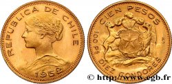 CHILE 100 Pesos or ou 10 condores en or, 2e type 1962 Santiago