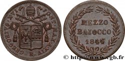 VATICAN AND PAPAL STATES 1/2 Baiocco frappé au nom de Grégoire XVI an XIV 1844 Rome