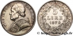 ITALIE - ÉTATS DU PAPE - PIE IX (Jean-Marie Mastai Ferretti) 5 Lire an XXIV 1870 Rome