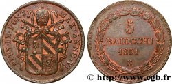 ITALIE - ÉTATS DU PAPE - PIE IX (Jean-Marie Mastai Ferretti) 5 Baiocchi an VI 1851 Rome TTB+