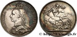 GRANDE BRETAGNE - VICTORIA 1 Crown buste du jubilé 1887  TTB+