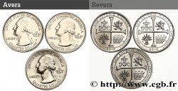 UNITED STATES OF AMERICA Lot de trois monnaies 1/4 Dollar Missions de San Antonio - Texas 2019 Philadelphie-Denver-San Francisco