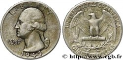 ÉTATS-UNIS D AMÉRIQUE 1/4 Dollar Georges Washington 1943 Philadelphie
